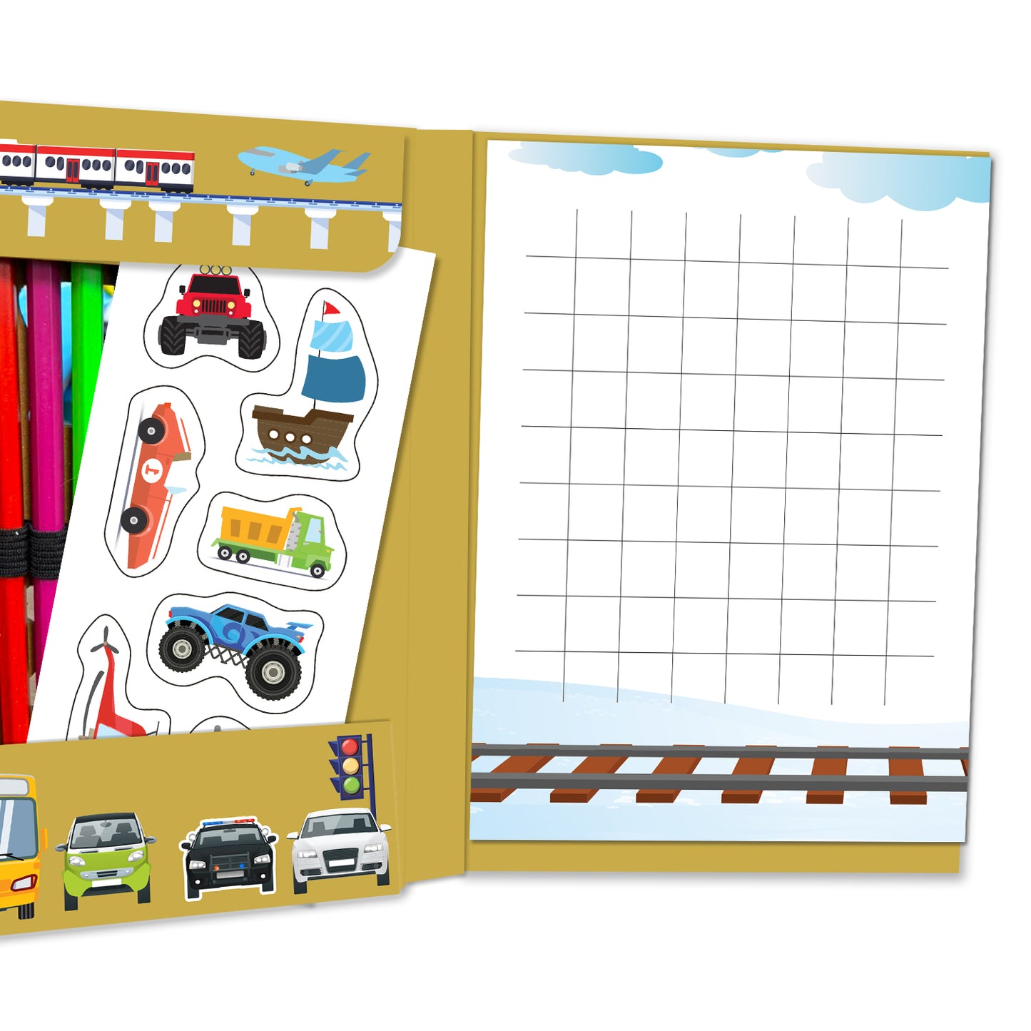 Draw, Colour & Paste – Vehicles | How to Draw Activity Book for Kids | Vehicle Drawing & Colouring Book