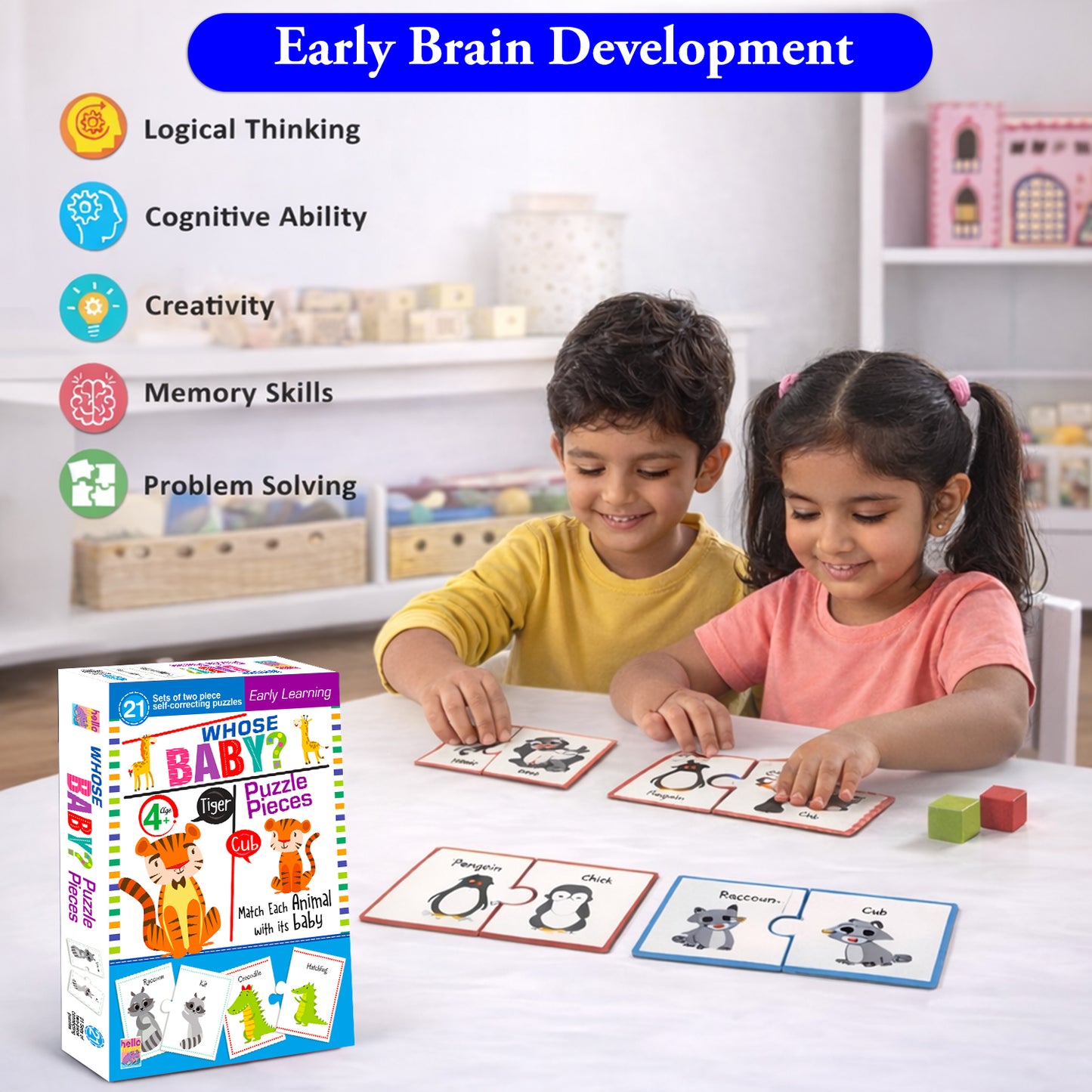 Whose Baby Jigsaw Puzzle | 2-Piece Matching Puzzle Set for Kids 4+