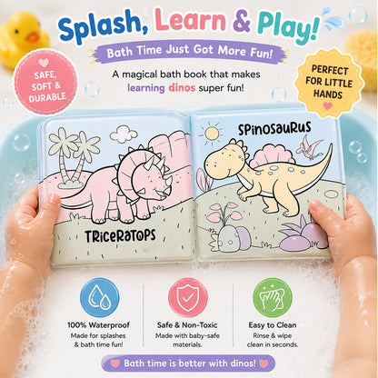 The Land of Dinos Bath Book | Waterproof Soft Bath Book for Babies & Toddlers | Interactive Bath Time Book
