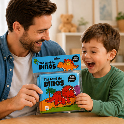 The Land of Dinos Bath Book | Waterproof Soft Bath Book for Babies & Toddlers | Interactive Bath Time Book