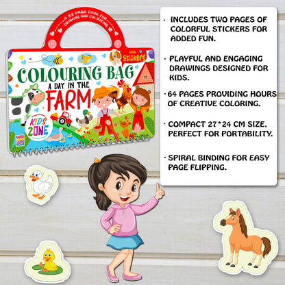 A Day in the Farming Colouring Bag | Farm Coloring & Creative Activity Kit for Kids