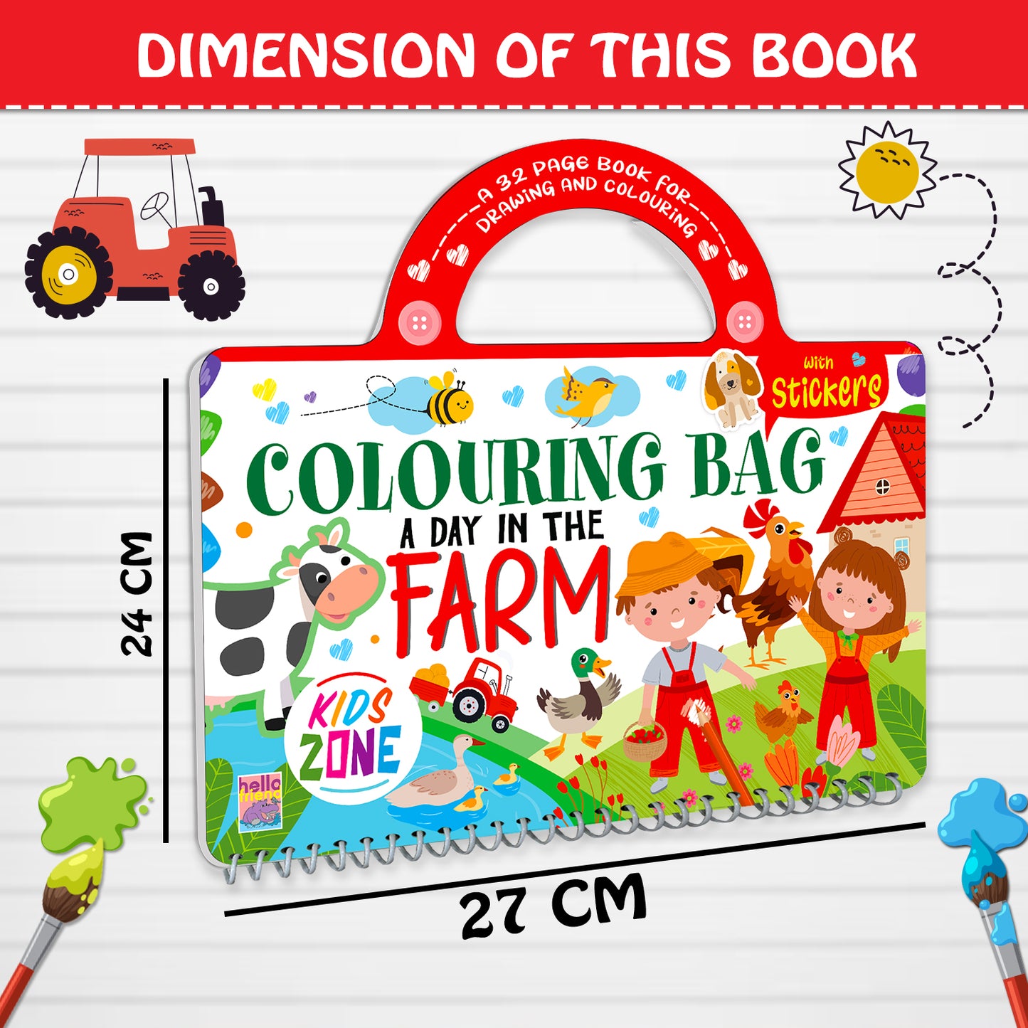 A Day in the Farming Colouring Bag | Farm Coloring & Creative Activity Kit for Kids