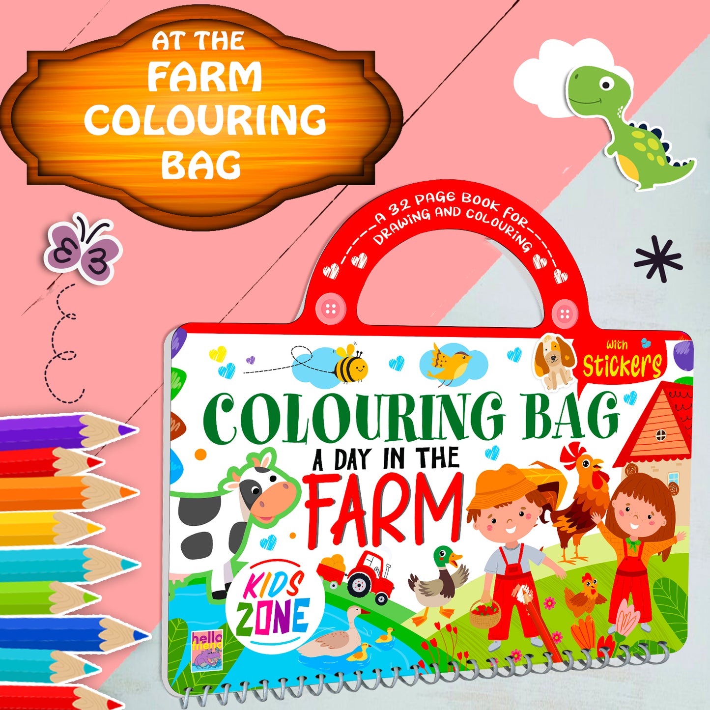 A Day in the Farming Colouring Bag | Farm Coloring & Creative Activity Kit for Kids