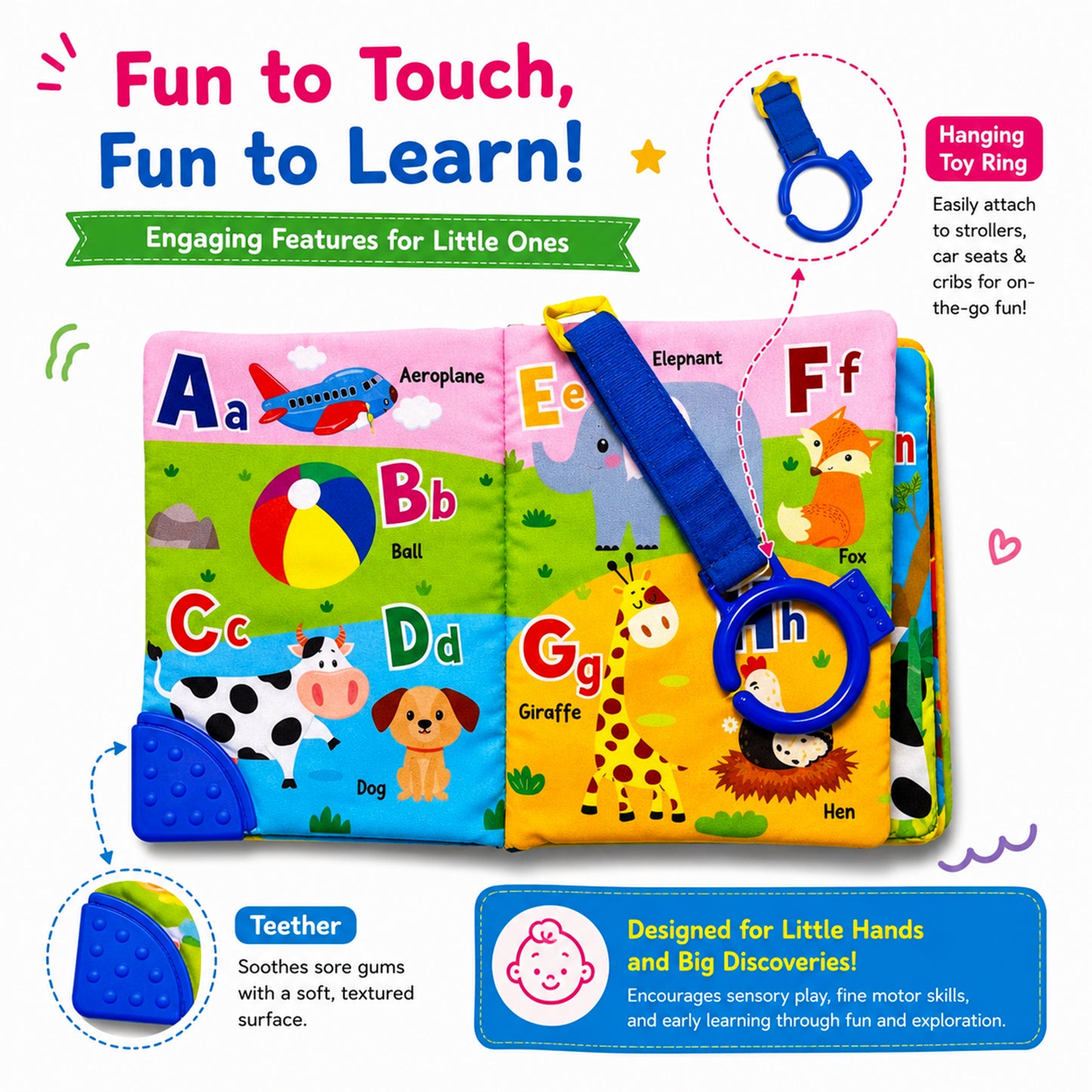 Fun With Alphabets Cloth Book - Features overview