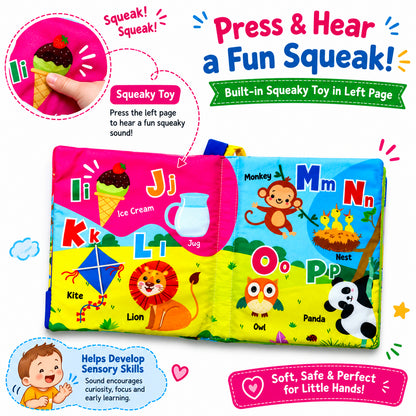Fun With Alphabets Cloth Book - Squeaky toy feature