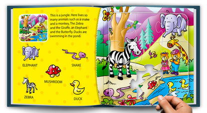 Amazing Animals Puzzle Board Book 3D box view showing padded hardbound cover