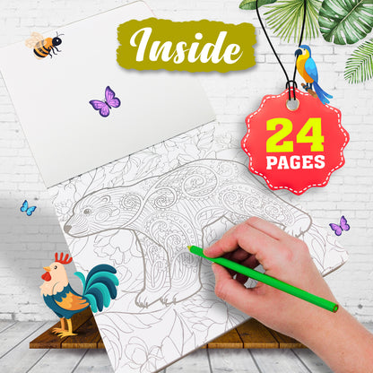 Animals Adult Colouring Book | Relaxing Animal Coloring Book for Teens & Adults | Mindful Creative Art Book