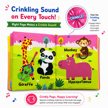 Fun With Animals Cloth Book - Teether and hanging ring