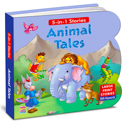 5-in-1 Animal Tales | Shaped Board Book with Large Print Stories for Kids