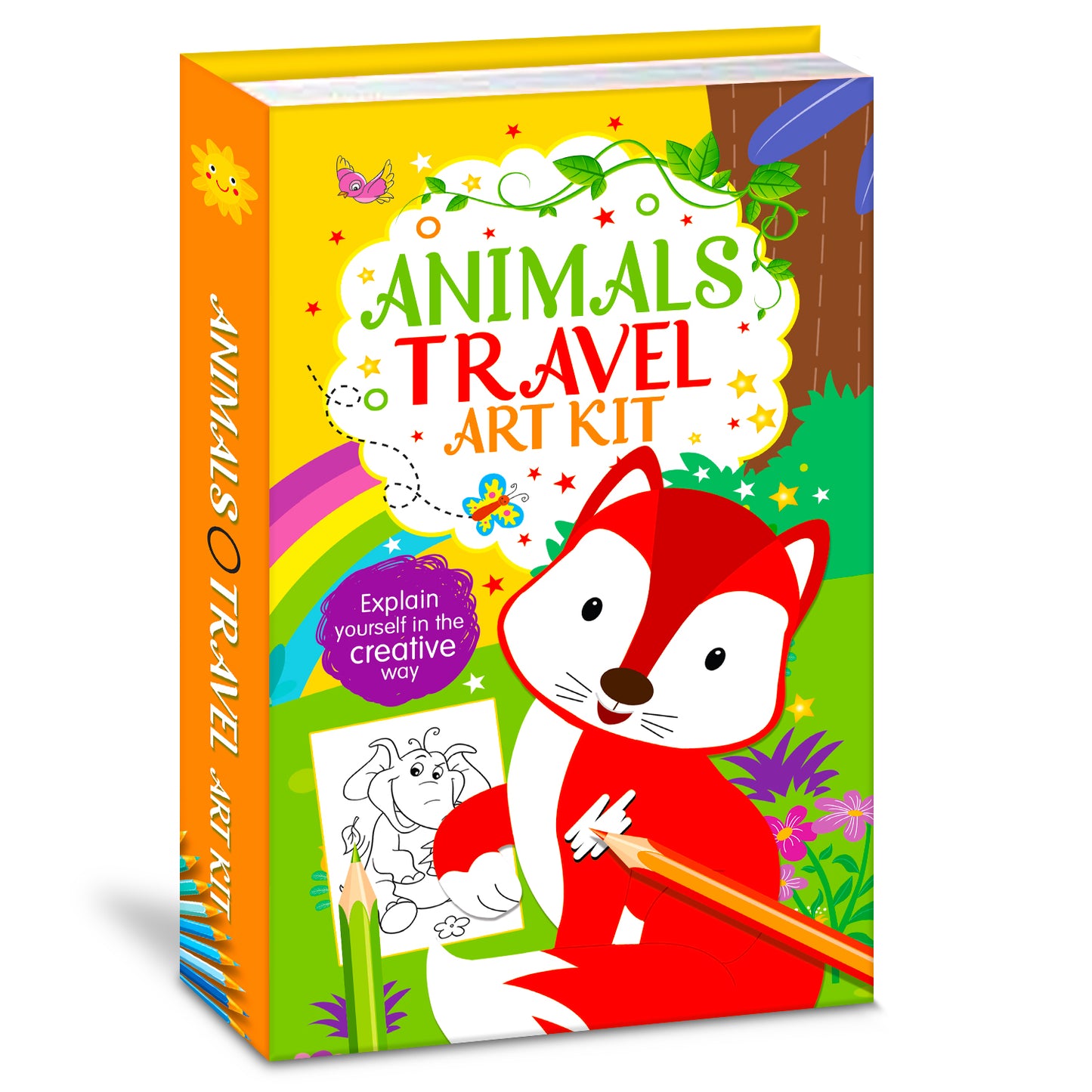Animals Travel Art Kit | Animal Coloring & Activity Book for Kids | Creative Travel Art Kit