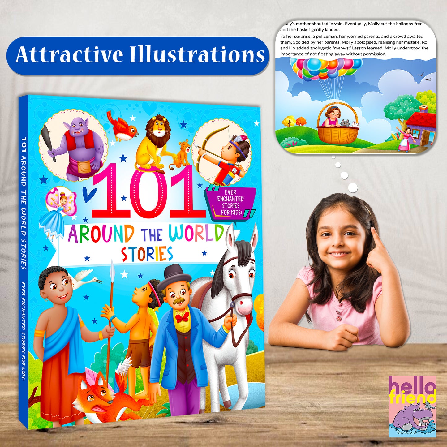 101 Around the World Stories Book | Illustrated Story Collection for Kids | Story Book Set