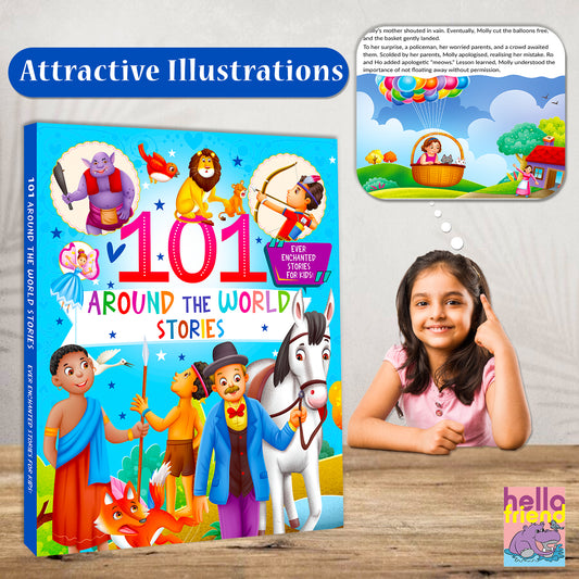101 Around the World Stories Book | Illustrated Story Collection for Kids | Story Book Set