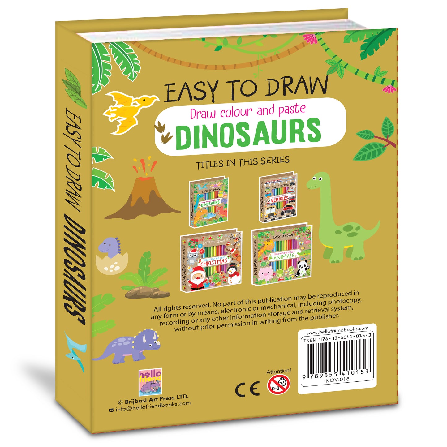 Draw, Colour & Paste – Dinosaurs | How to Draw Activity Book for Kids | Dinosaur Drawing & Colouring Book