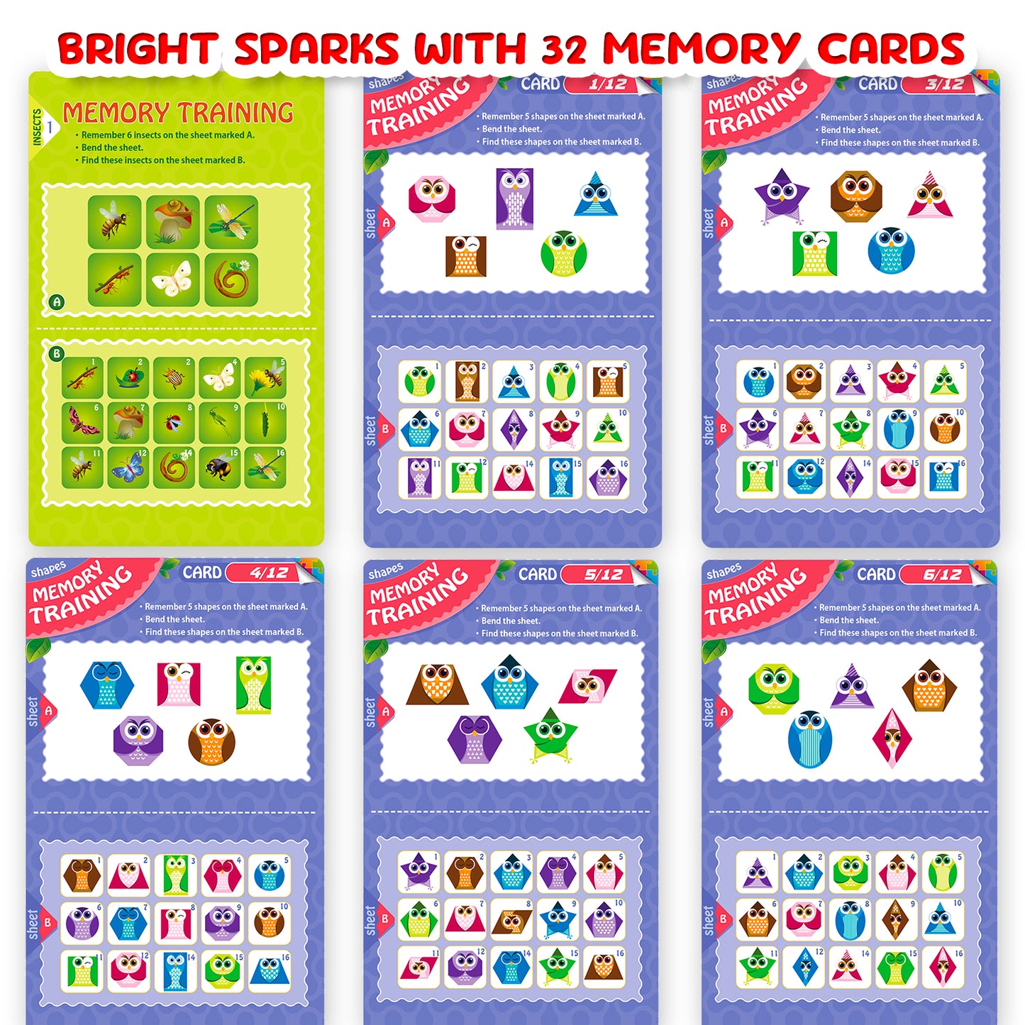 Bright Sparks Memory Cards | Educational Memory Flash Cards for Kids | Early Learning Card Set
