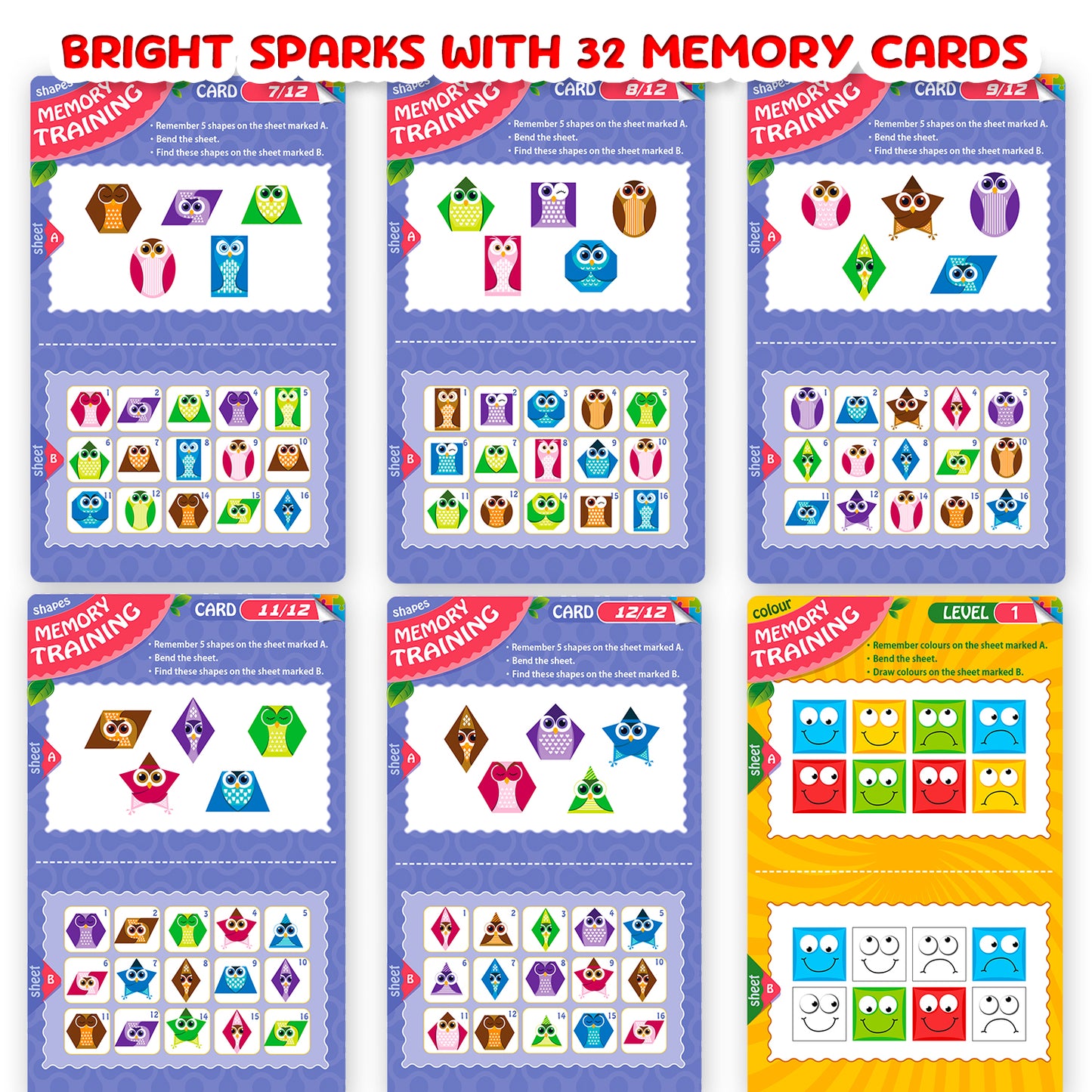 Bright Sparks Memory Cards | Educational Memory Flash Cards for Kids | Early Learning Card Set