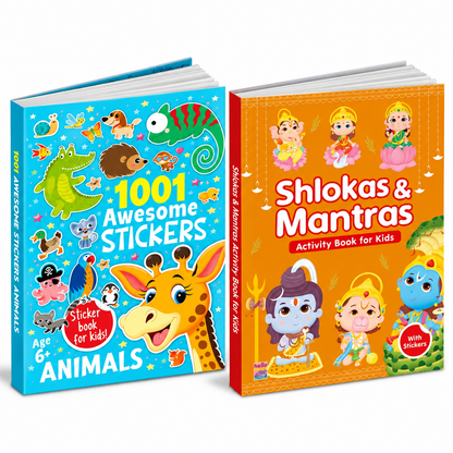 Kids Activity & Sticker Book Combo | 1001 Awesome Stickers & Shlokas & Mantras Activity Book
