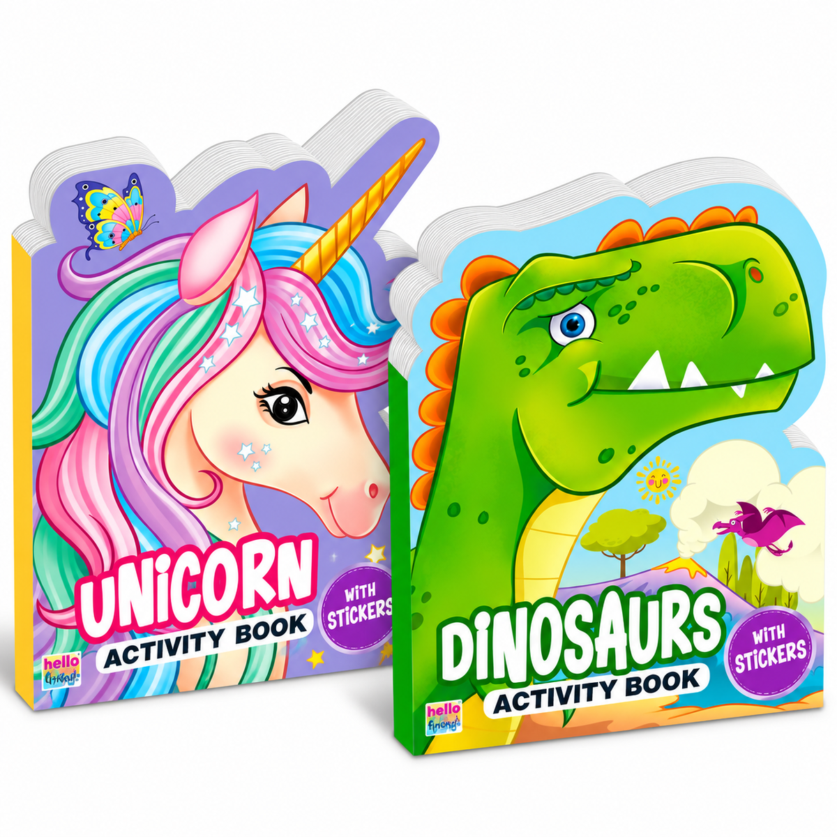 Dinosaur & Unicorn Sticker Activity Books | 2-Book Activity Combo for Kids
