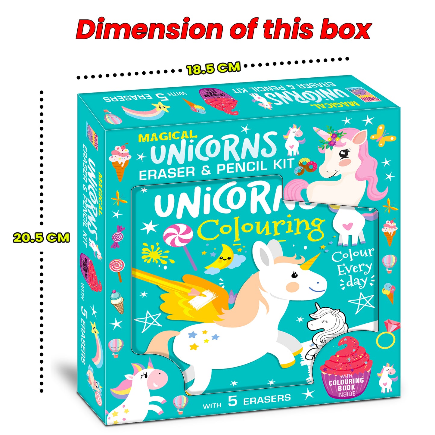 Magical unicorns eraser & pencil kit