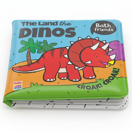 The Land of Dinos Bath Book | Waterproof Soft Bath Book for Babies & Toddlers | Interactive Bath Time Book