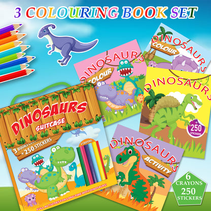 Dinosaurs Suitcase | Dinosaur Coloring Suitcase for Kids | Creative Coloring & Activity Book Set