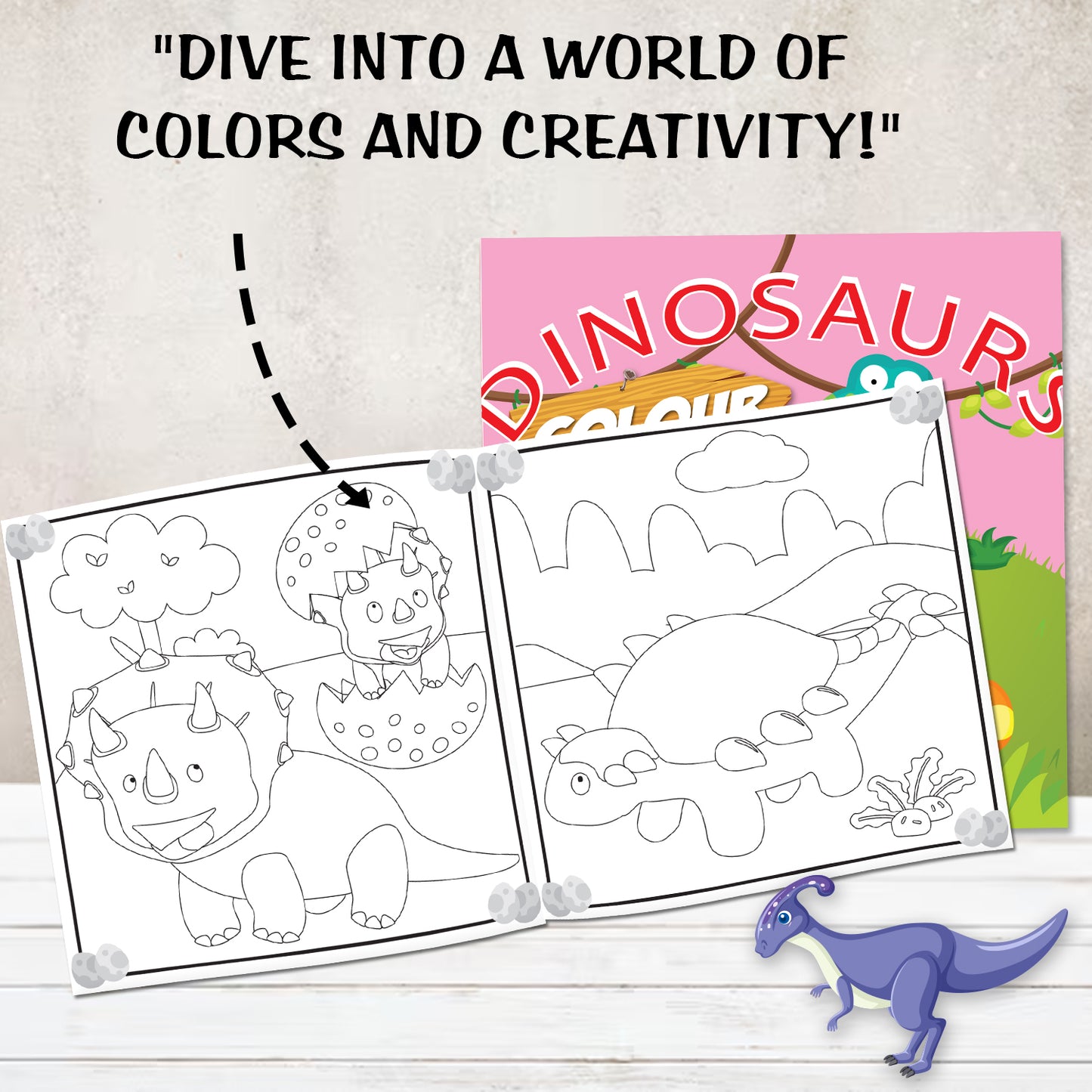 Dinosaurs Suitcase | Dinosaur Coloring Suitcase for Kids | Creative Coloring & Activity Book Set