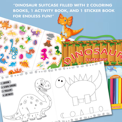 Dinosaurs Suitcase | Dinosaur Coloring Suitcase for Kids | Creative Coloring & Activity Book Set