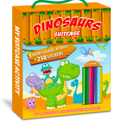 Dinosaurs Suitcase | Dinosaur Coloring Suitcase for Kids | Creative Coloring & Activity Book Set