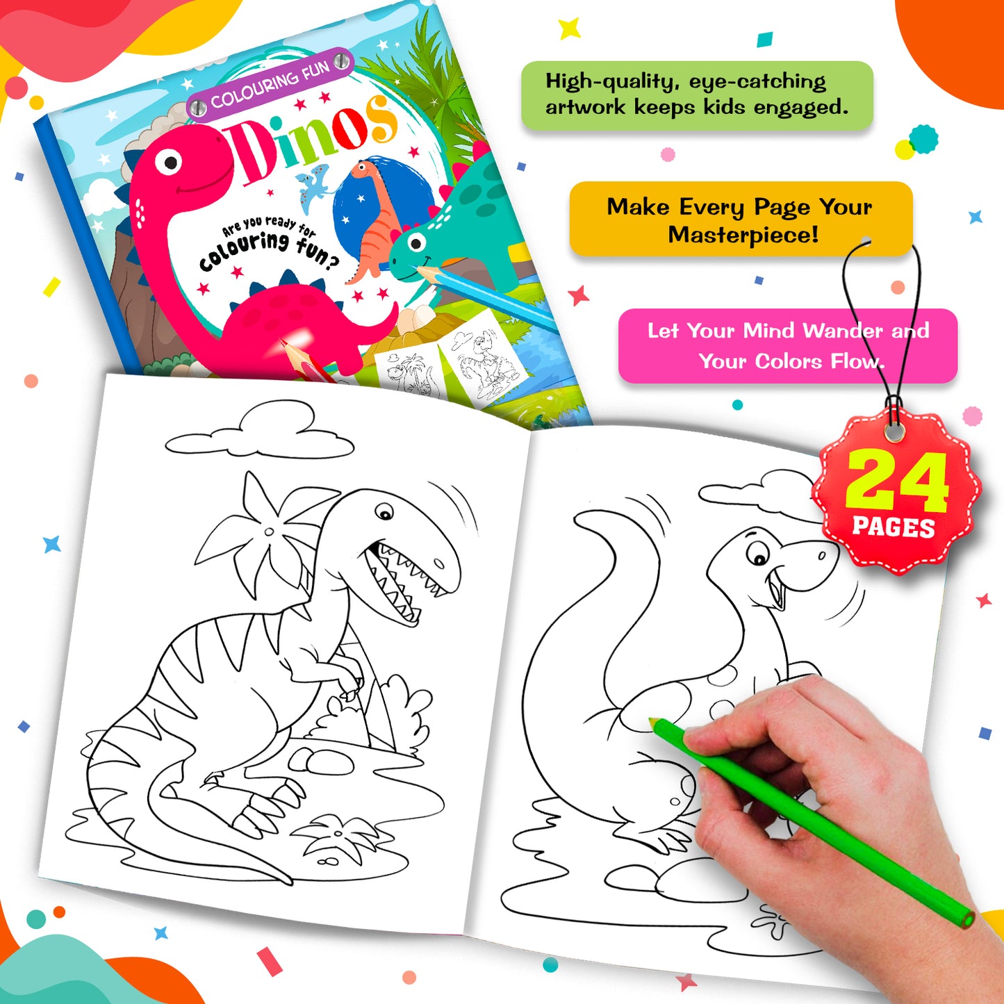 Colouring Fun Dinos - Coloring Activity Book for Creative Kids