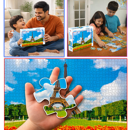 Eiffel Tower Jigsaw Puzzle | 1000 Piece Educational Puzzle for Kids & Adults | Landmark Brain Boosting Puzzle