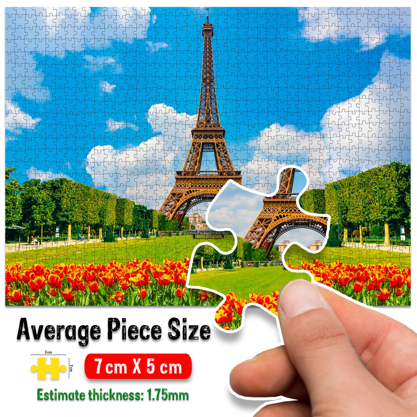 Eiffel Tower Jigsaw Puzzle | 1000 Piece Educational Puzzle for Kids & Adults | Landmark Brain Boosting Puzzle