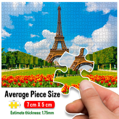 Eiffel Tower Jigsaw Puzzle | 1000 Piece Educational Puzzle for Kids & Adults | Landmark Brain Boosting Puzzle
