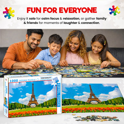 Eiffel Tower Jigsaw Puzzle | 1000 Piece Educational Puzzle for Kids & Adults | Landmark Brain Boosting Puzzle