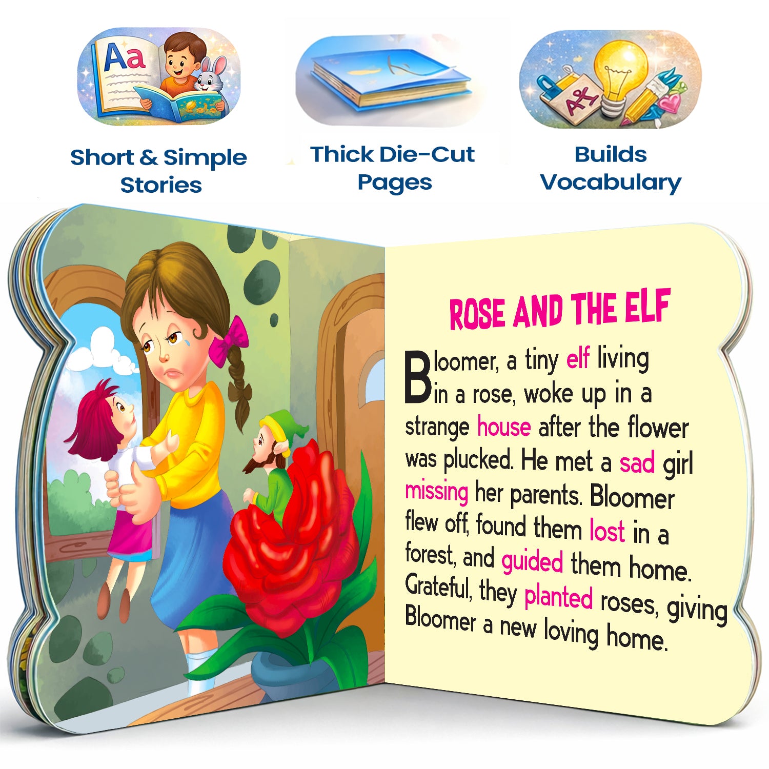 5-in-1 Fairy Tales - Interior spread Rose and the Elf story with features