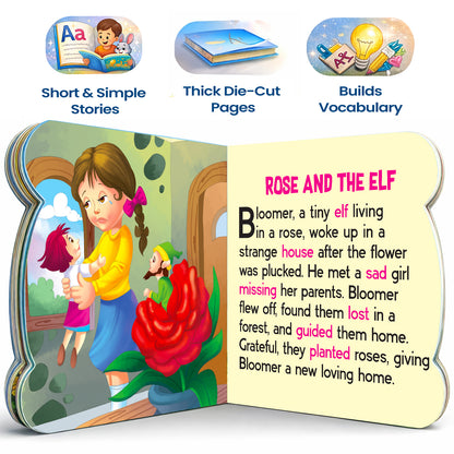 5-in-1 Fairy Tales - Interior spread Rose and the Elf story with features