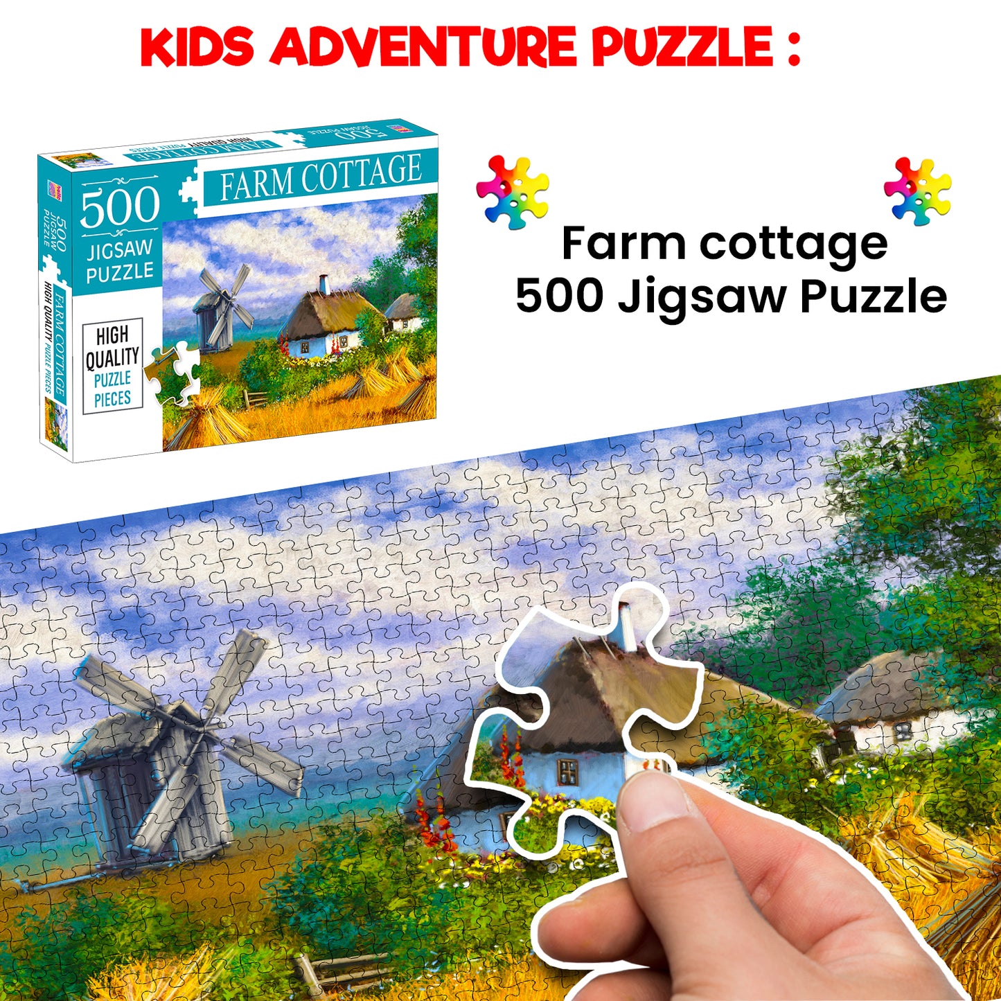 Farm Cottages Jigsaw Puzzle - Average Piece Size