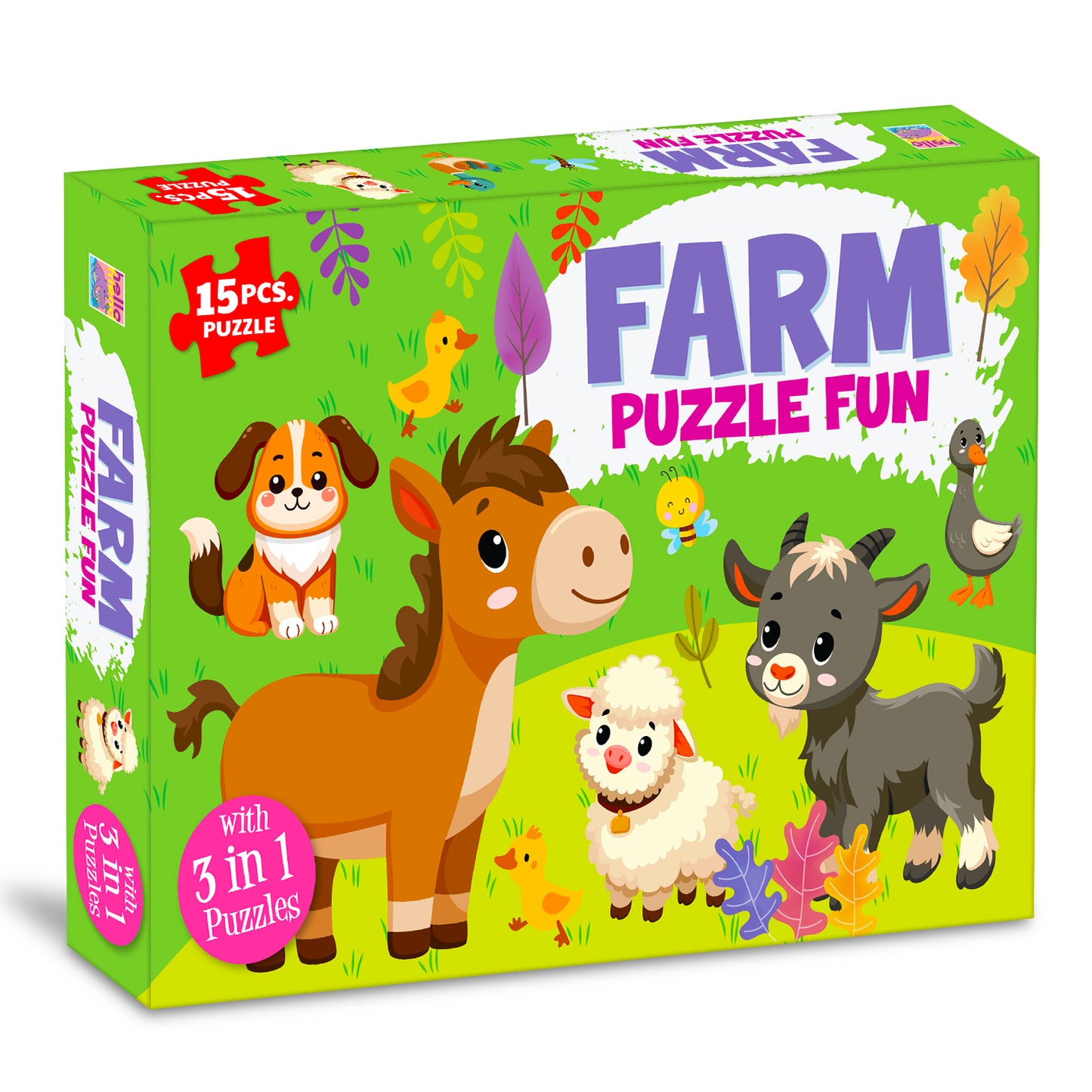 Farm Puzzle Fun Box | 3 in 1 Puzzle Set for Kids