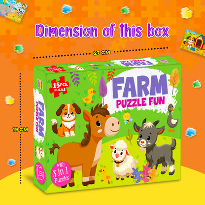 Farm Puzzle Fun Box | 3 in 1 Puzzle Set for Kids