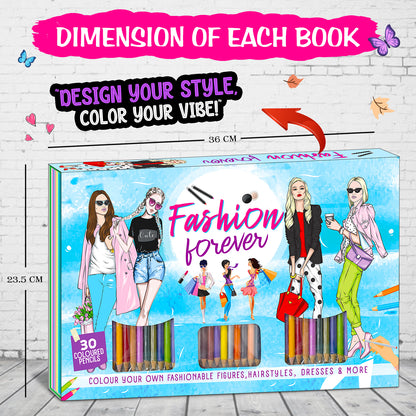 Fashion Colouring Art Kit | Fashion Design Coloring & Creative Activity Kit for Kids