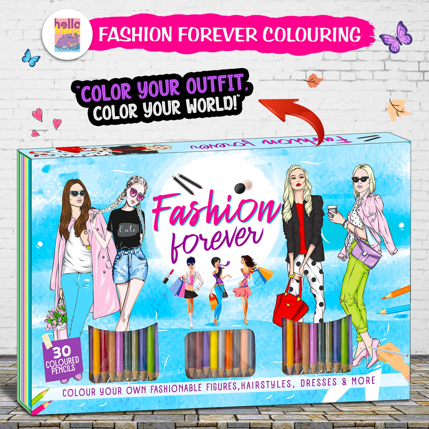 Fashion Colouring Art Kit | Fashion Design Coloring & Creative Activity Kit for Kids