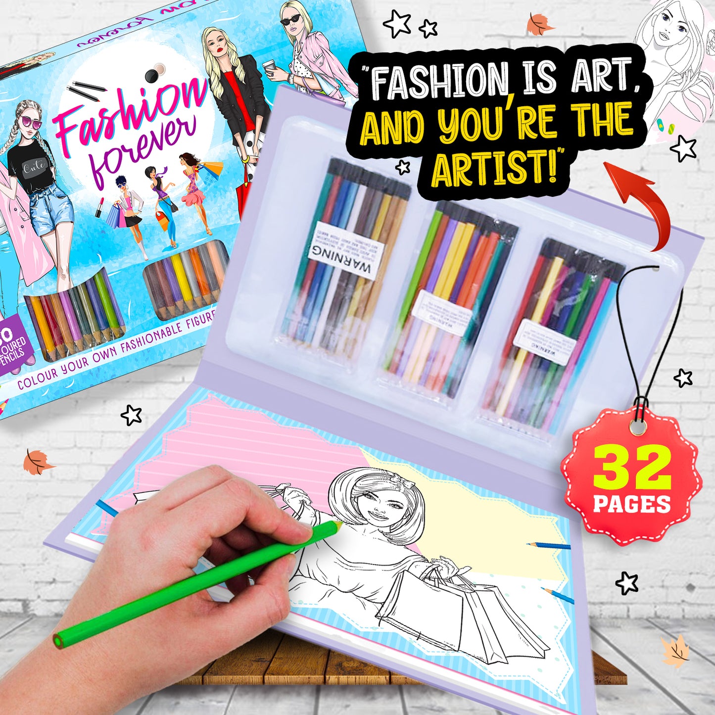 Fashion Colouring Art Kit | Fashion Design Coloring & Creative Activity Kit for Kids