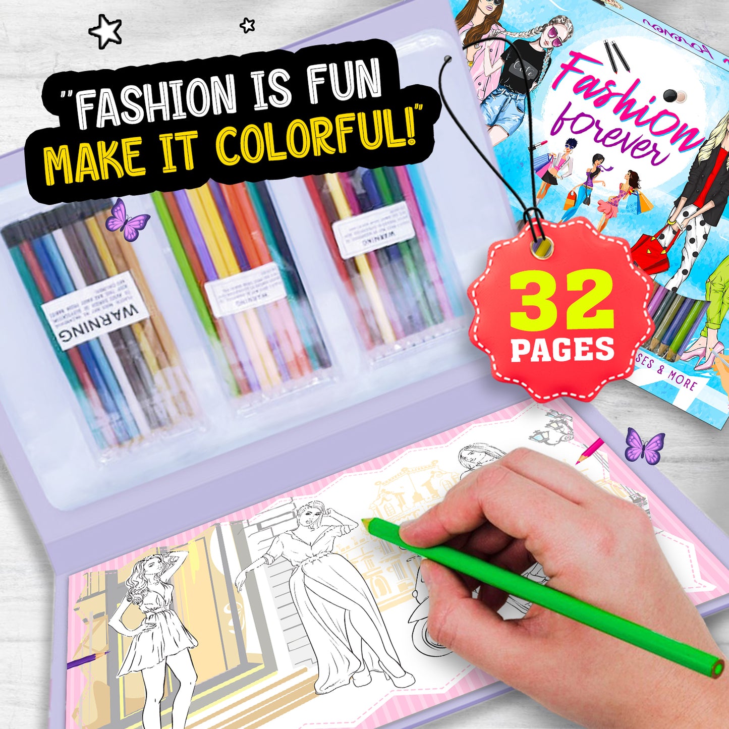 Fashion Colouring Art Kit | Fashion Design Coloring & Creative Activity Kit for Kids