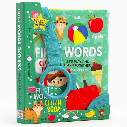 Fun With First Words Cloth Book | Soft Interactive Sensory Book for Babies & Toddlers | Early Learning Fabric Book