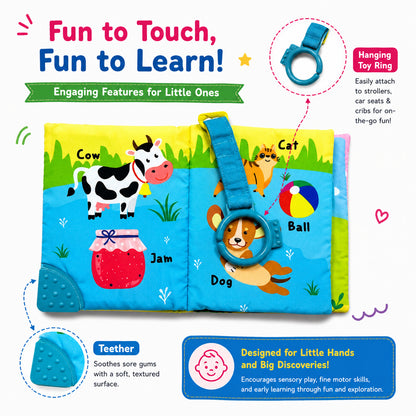 Fun With First Words Cloth Book | Soft Interactive Sensory Book for Babies & Toddlers | Early Learning Fabric Book