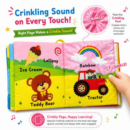 Fun With First Words Cloth Book | Soft Interactive Sensory Book for Babies & Toddlers | Early Learning Fabric Book