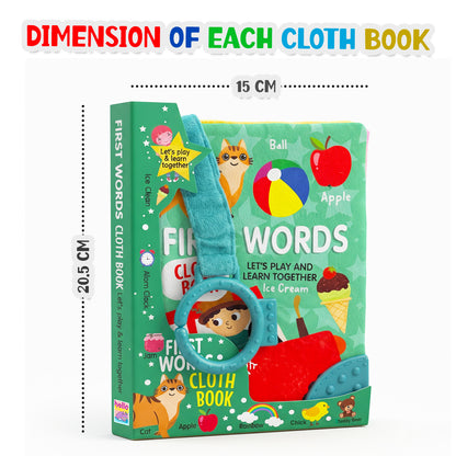 Fun With First Words Cloth Book | Soft Interactive Sensory Book for Babies & Toddlers | Early Learning Fabric Book