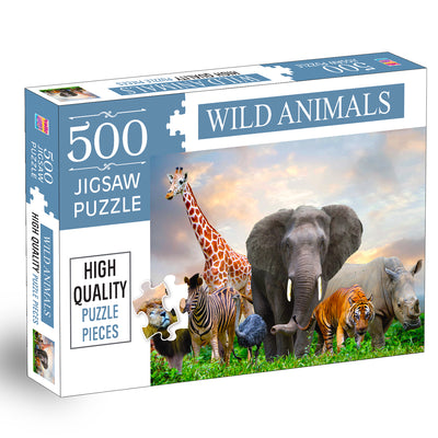 Wild Animals Jigsaw Puzzle | 500 Pieces Puzzle for Kids & Families | Fun Animal Brain & Learning Game
