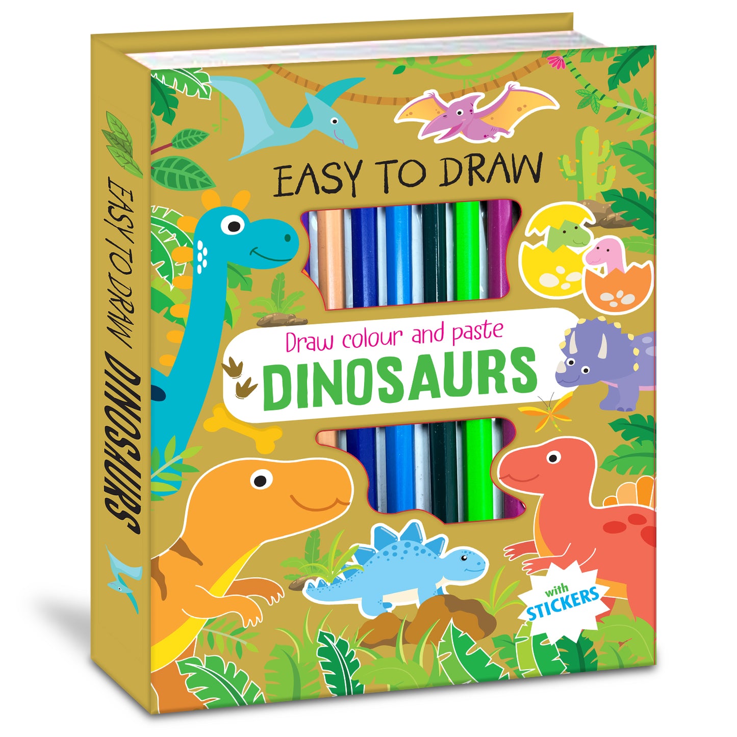 Draw, Colour & Paste – Dinosaurs | How to Draw Activity Book for Kids | Dinosaur Drawing & Colouring Book