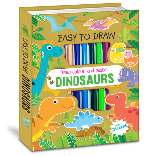 Draw, Colour & Paste – Dinosaurs | How to Draw Activity Book for Kids | Dinosaur Drawing & Colouring Book