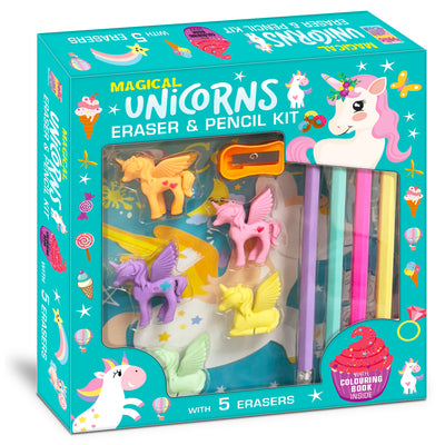 Magical unicorns eraser & pencil kit