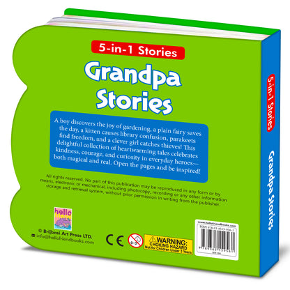 5-in-1 Grandpa Stories - Back cover with blurb and ISBN